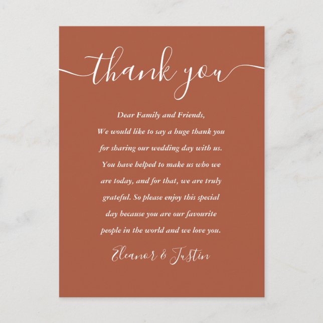 Carte Merci  Terracotta Mariage Place (Devant)