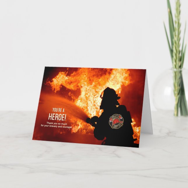 Carte Merci un héros de pompier vierge à l'intérieur (Devant)