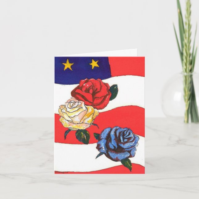 Carte Merci Vets Drapeau Rouge Blanc Bleu Rose Frappes (Devant)