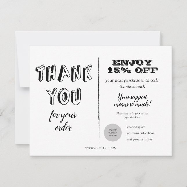 Carte Merci vintage Pour Commandes (Devant)