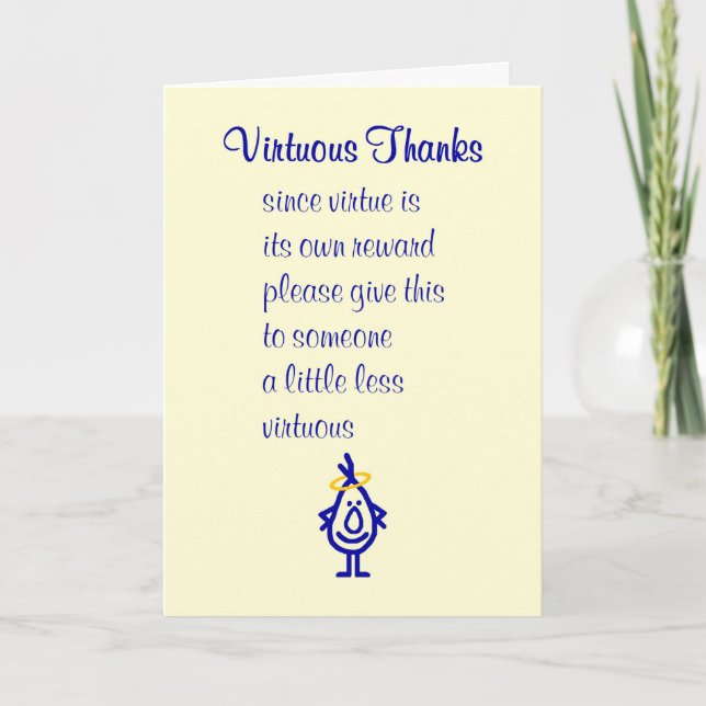 Carte Merci Virtuels, Un Poème De Merci Drôle (Devant)