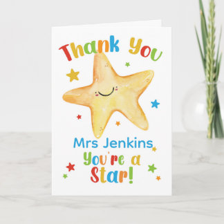 Carte Merci, Vous êtes une star – Aquarelle mignonne