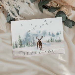 Carte Merci Watercolor Forest Deer