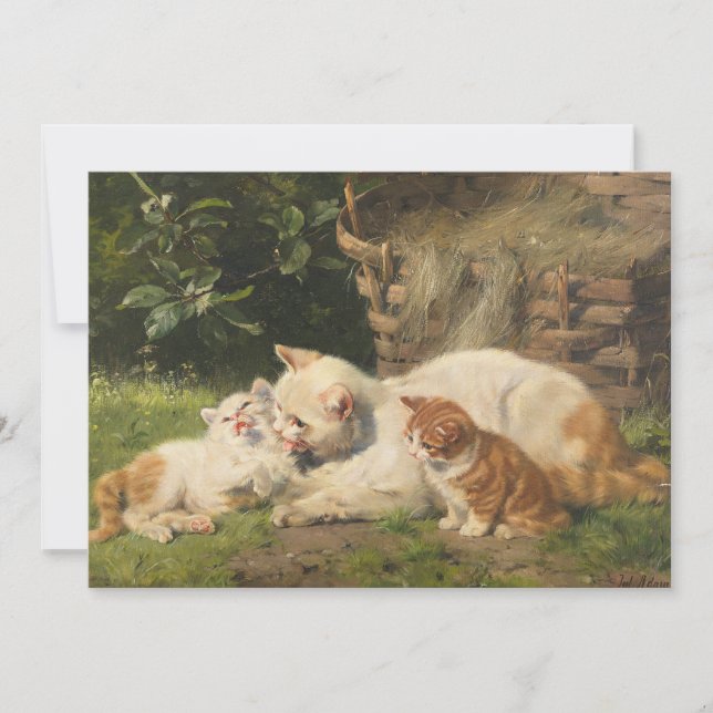 Carte Mère Chat avec chatons | Julius Adam le Jeune (Devant)