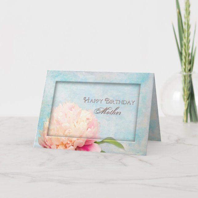 Carte Mère d'anniversaire - Fleur de pivoine Gros plan (Devant)
