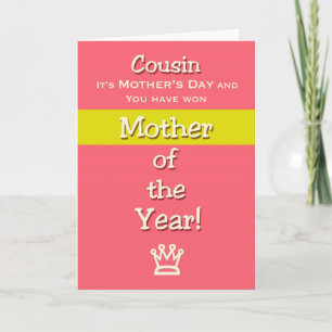 Carte Mère d'humour de cousin du jour de mère de l'année