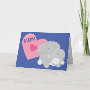 Carte Mère Eléphante mignonne et Fête des Mères Bébé
