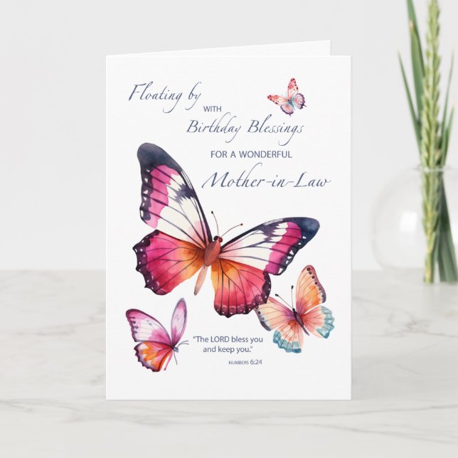 Carte Mère en droit Anniversaire religieux avec papillon (Devant)