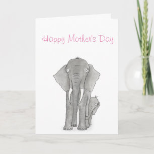 Carte mère et bébé éléphant Fête des mères
