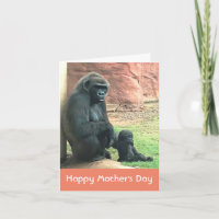 Carte mère et bébé Gorilla Carte de fête des mères