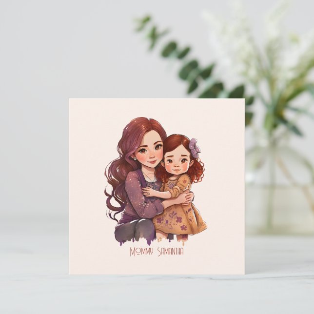 Carte Mère et fille parkly personnalisée (Debout devant)