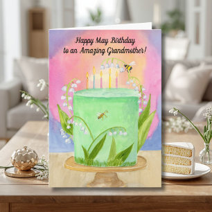 Carte Mère-grand Heureuse anniversaire Lily de Vallée