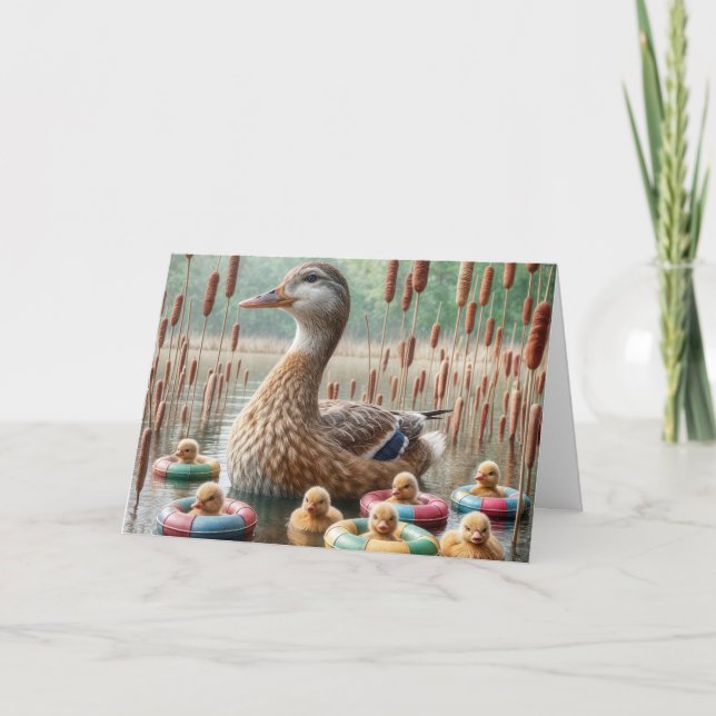 Carte Mère Mallard Canard avec colliers pour Anniversair (Devant)