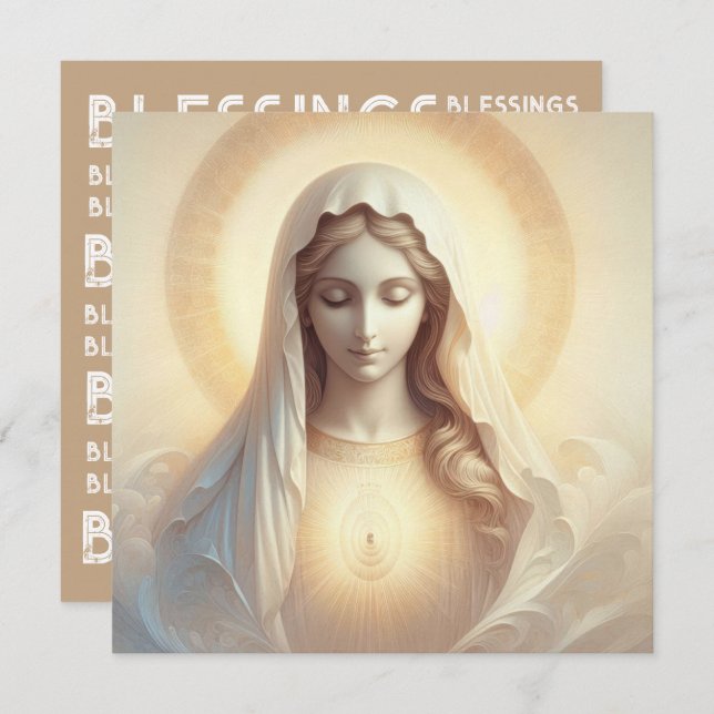 Carte Mère Marie Dans Les Tons Blanc Doux (Devant / Derrière)