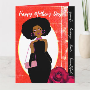 Carte Mère Rouge Reine Glamour Afro-Américaine