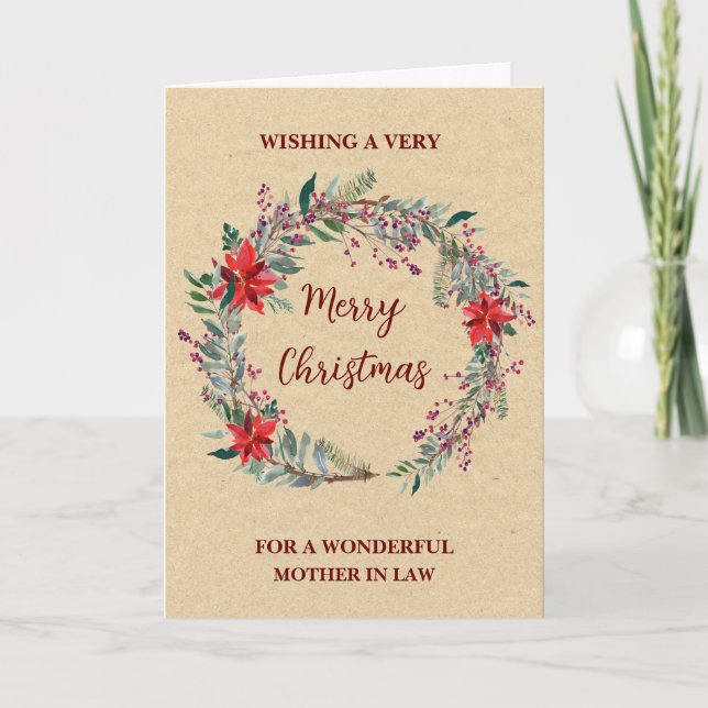 Carte Mère Russe Wreath En Droit Joyeux Noël (Devant)