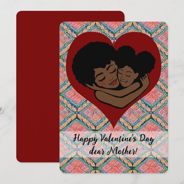 Carte Mère Valentine's Day Ethnic Mud Cloth Style (Devant / Derrière)