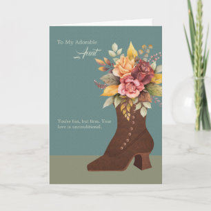 Carte mère vintage Boot & Fleurs Tante Carte Fête