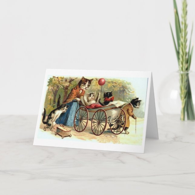 Carte mère vintage Chat et chatons (Devant)