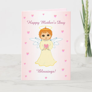 Carte Mère's Day Hearts & Blessings mignons Angel