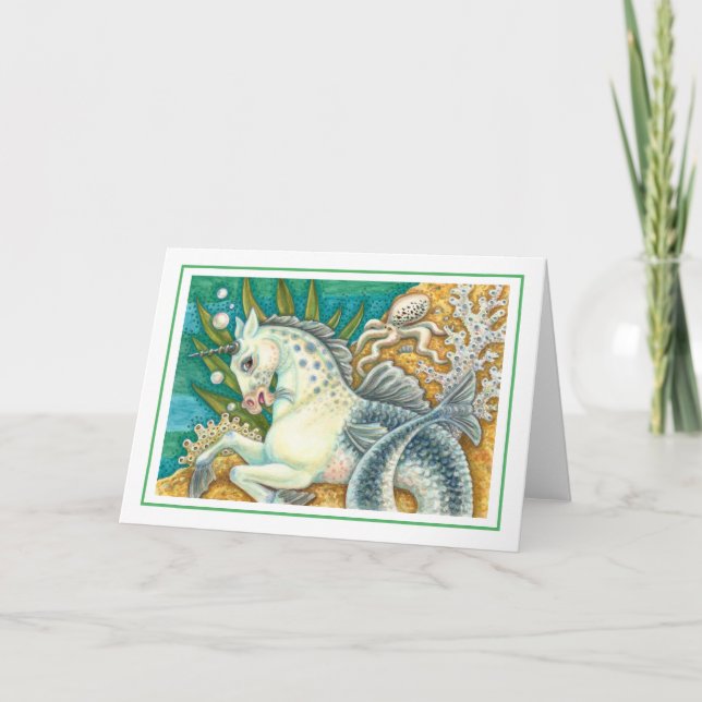 Carte MERHORSE & OCTOPUS BLANC, UNICORN IMAGINAIRE Vide (Devant)