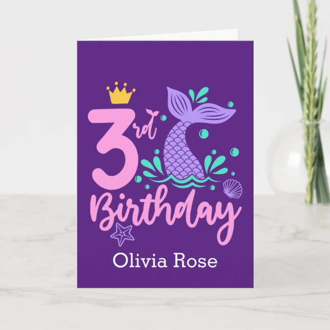 Carte Mermaid 3e anniversaire (Devant)