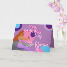 Carte Mermaid 8e anniversaire pour fille