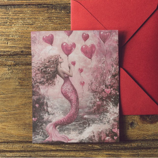 Carte Mermaid Pink Valentine's day (Créateur téléchargé)