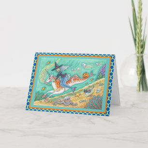 Carte MERMAID WITCH, UNICORN IMAGINAIRE GREETING CARD Ve
