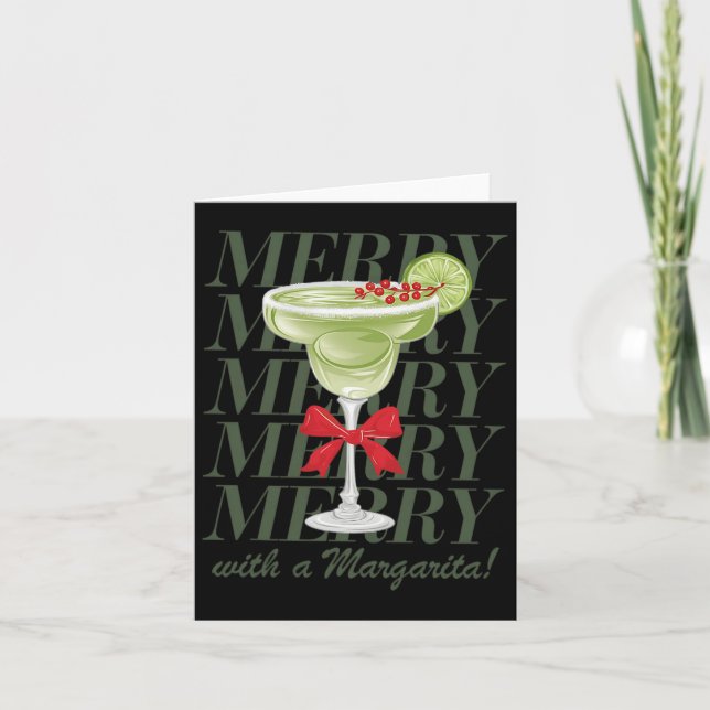 Carte Merrier Avec Une Margarita Noël Boire Margar (Devant)