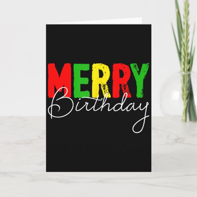 Carte Merry Birthday, Born On Christmas Day  (Devant)