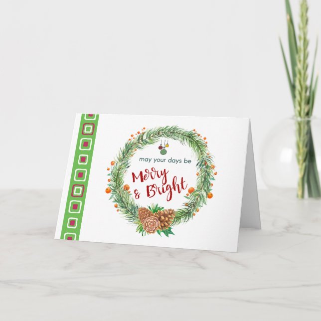 Carte Merry & Bright Christmas Wreath (Devant)