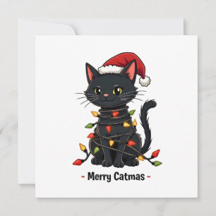 Carte Merry Catmas Funny Noël Amoureux des chats Feline