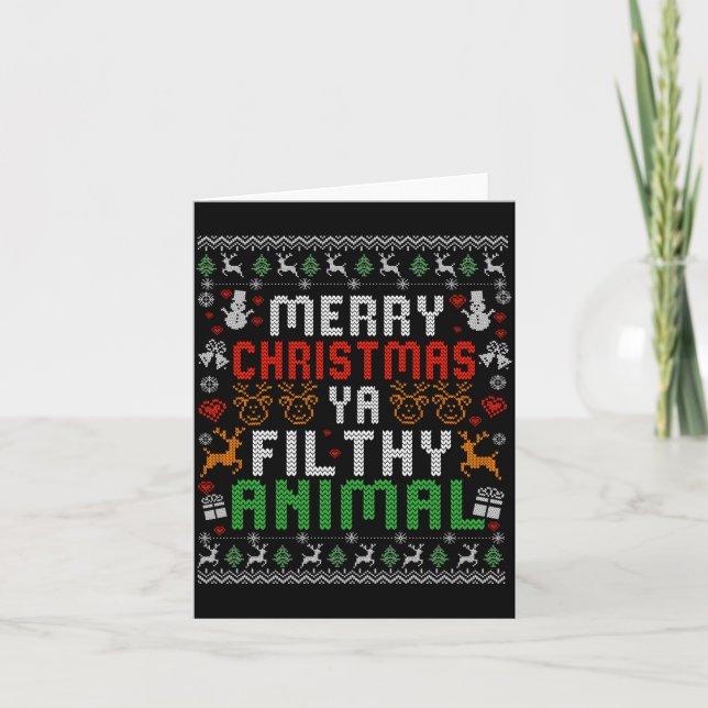 Carte Merry Christmas Animal Filthy Ya Xmas Pajama Shirt (Devant)