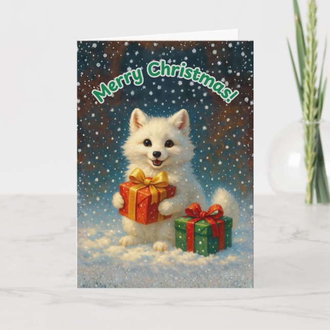 Carte Merry Christmas - Arctic Fox Gift Card (Devant)