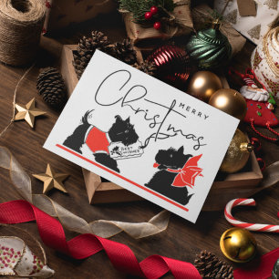 Carte MERRY CHRISTMAS   Best Wishes Scottie Dogs 