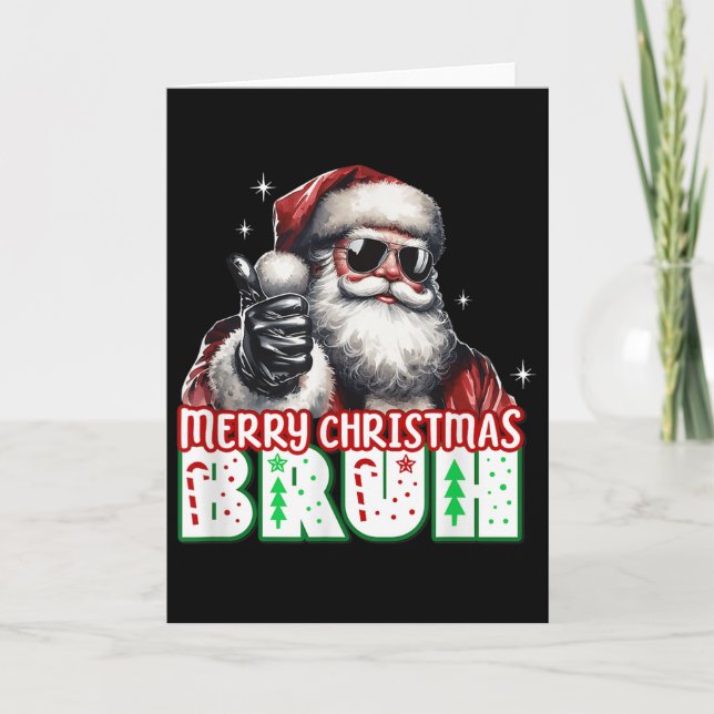 Carte Merry Christmas Bruh Thumbs Up Chill Santa Claus F (Devant)