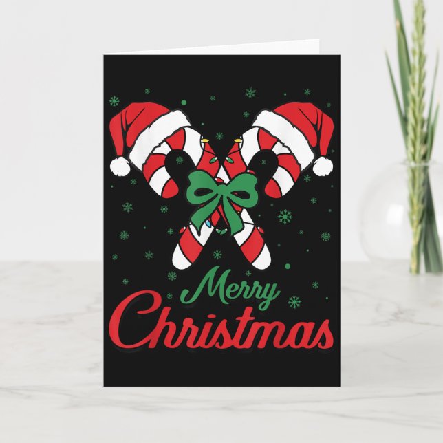 Carte Merry Christmas Candy Cane Xmas Lights Toddlers Me (Devant)