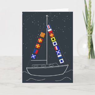 Carte Merry Christmas - Code Flags Sailboat