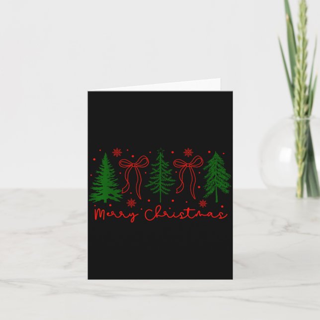 Carte Merry Christmas Coquette Bow And Tree Retro Xmas H (Devant)