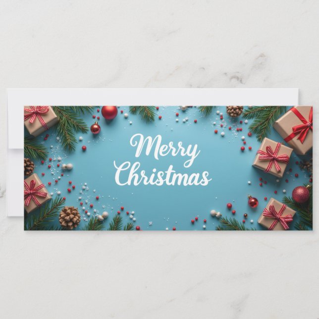 Carte Merry Christmas - flatlay bleue (Devant)