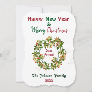 Carte Merry Christmas Friend Green Watercolor Wreath