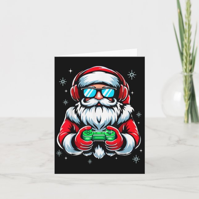 Carte Merry Christmas Gamer Boys Mens Video Game Santa C (Devant)