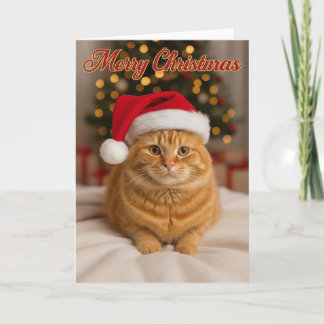 Carte Merry Christmas – Ginger Cat by the Tree  