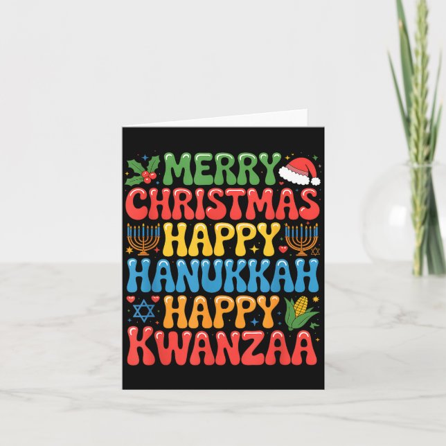 Carte Merry Christmas Happy Hanukkah Kwanzaa Quote  (Devant)