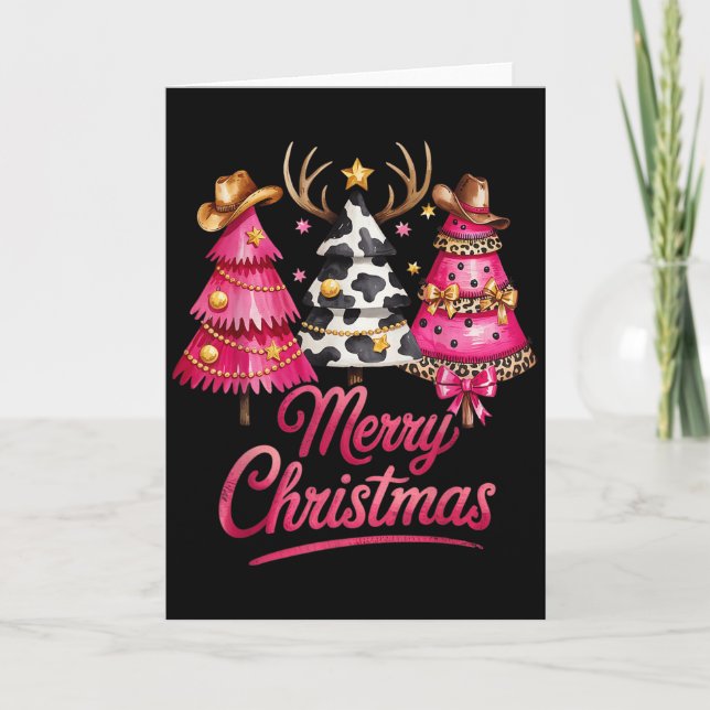 Carte Merry Christmas Leopard Cowhide Nk Xmas Tree Rodeo (Devant)