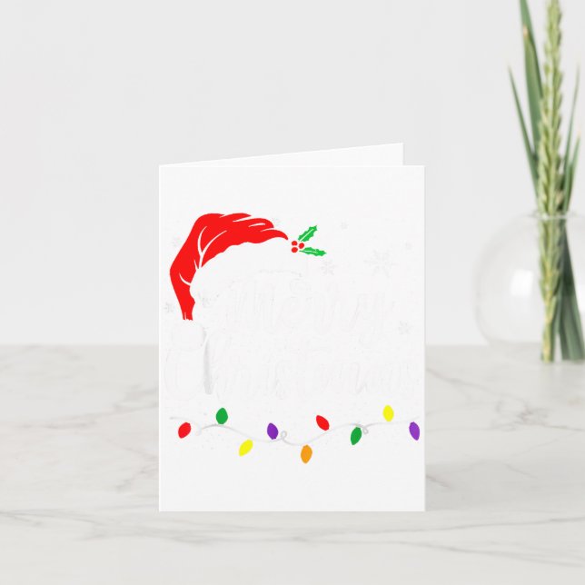 Carte Merry Christmas Lights Red Santa Hat Xmas Family M (Devant)