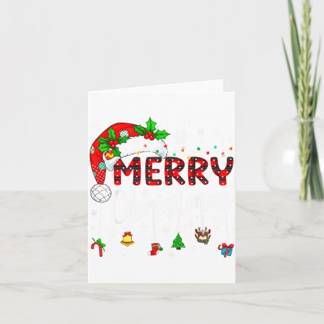 Carte Merry Christmas Lights Santa Hat Xmas Family Match (Devant)