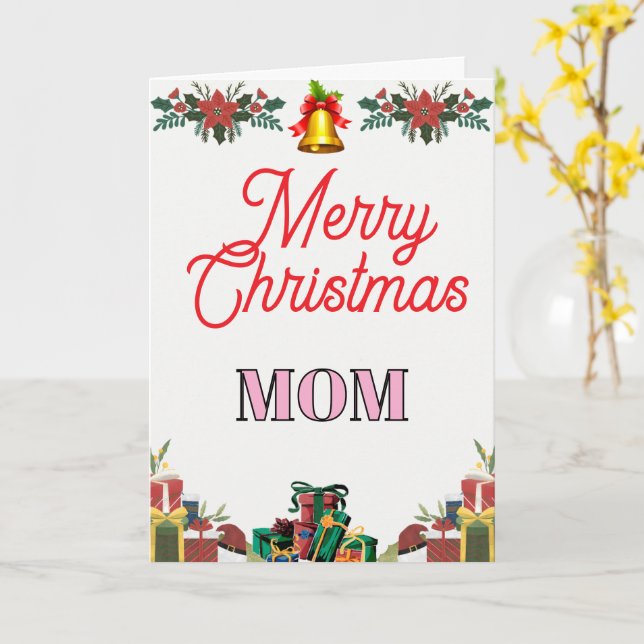 Carte Merry Christmas MOM Folded Greeting Card (Fleur jaune)