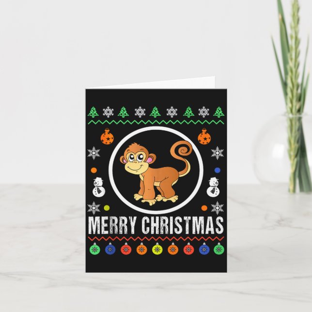 Carte Merry Christmas Monkey Ugly Sweater Xmas Knit Tank (Devant)